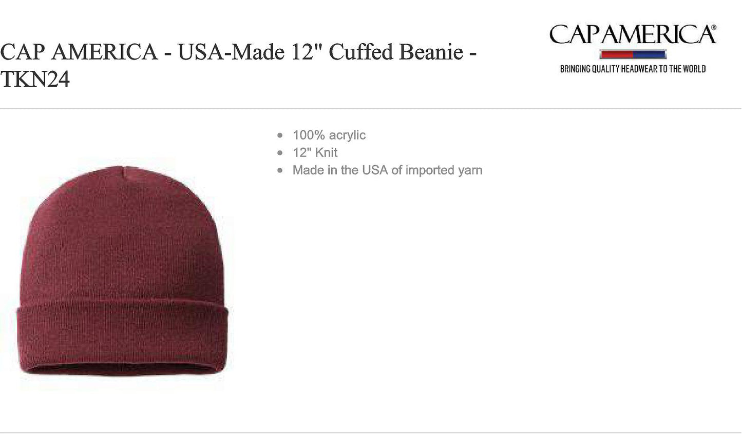 Cap America Cuffed Beanie 05